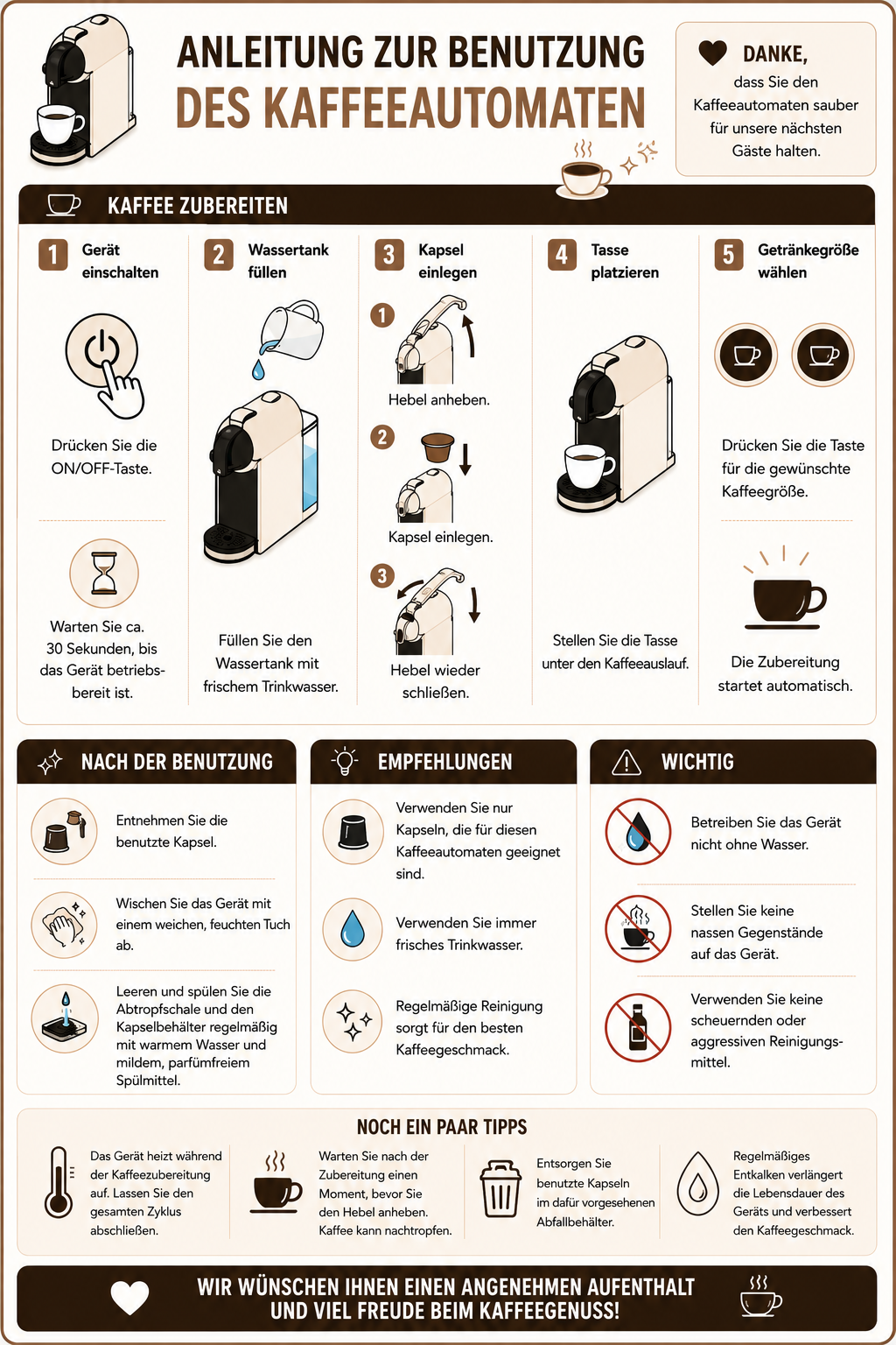 Coffee machine user guide